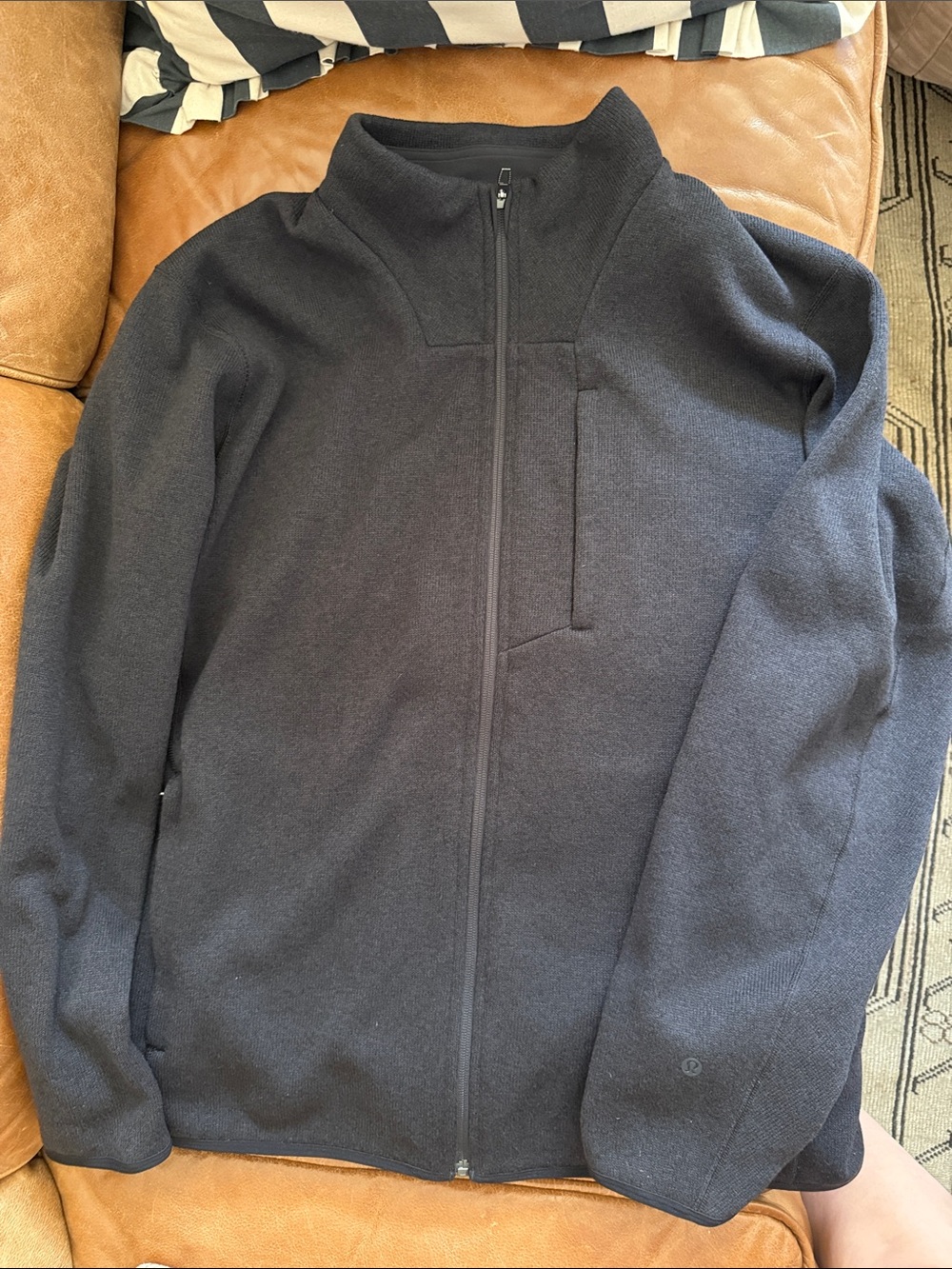Lululemon Sojourn Knit Men's Full-Zip heavy knit Sweater Jacket - Grey/Black xxl